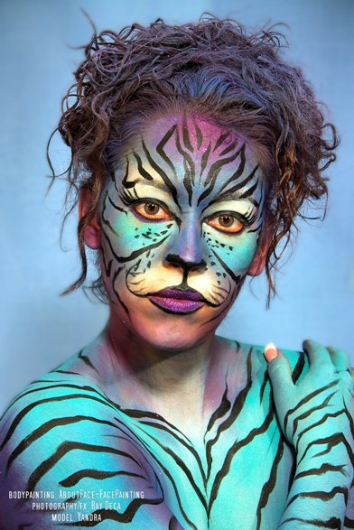 Female model photo shoot of AboutFace-FacePainting and YaniLove by Ray Deca in Philadelphia, Pa, body painted by AboutFace-FacePainting