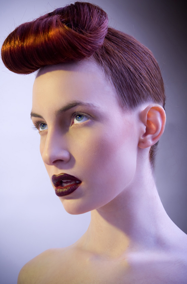 Female model photo shoot of vertical-lines by james everest, hair styled by         Amber-Rose, makeup by Jitka Kluglova