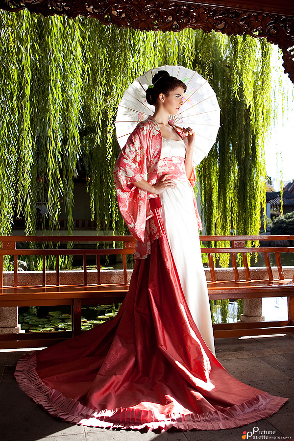 Female model photo shoot of Clarissa Lum and Rose Melville by mesmeri and Clarissa Lum in Sydney, makeup by Amy Liesel, clothing designed by Culture Bridal Couture
