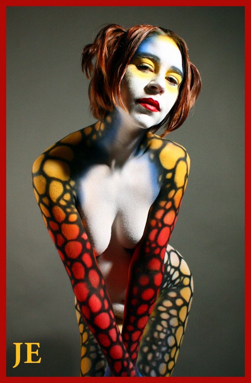 Male and Female model photo shoot of Jeff Egli and Body Paint Girl