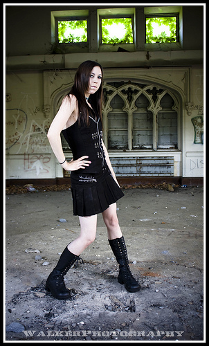 Female model photo shoot of Melisa Blue by WalkerPhotography in Abandoned