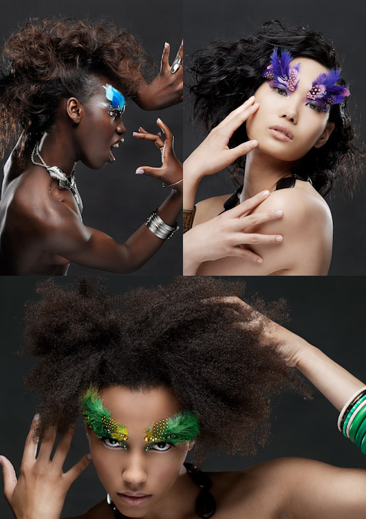 Female model photo shoot of Nadia Cheema, Miranda Lee, Tyleen and KIKIO LILO in Studio, hair styled by SANDRO Z of THE JOINT , wardrobe styled by cizsya, makeup by Rhia Amio MUA
