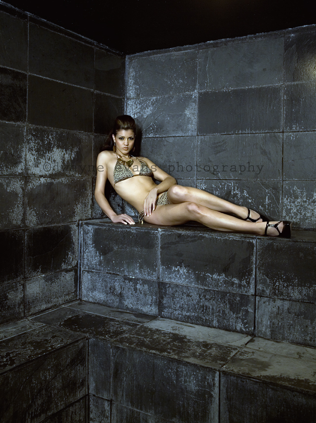 Female model photo shoot of Fatima Bell in hamman spa