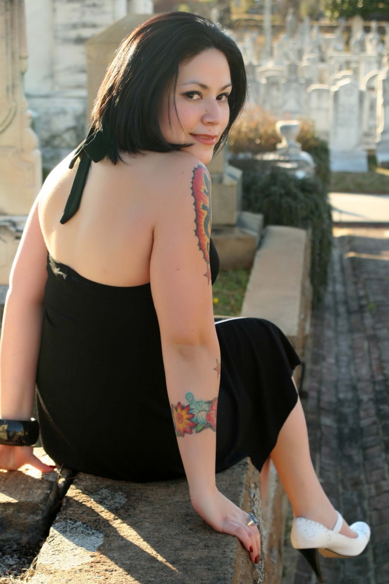 Female model photo shoot of -SaNd- by nrvphotography in Oakland Cemetery ATL GA
