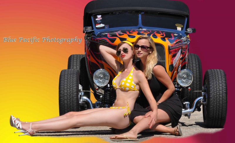 Male and Female model photo shoot of Blue Pacific and RoseBaum in Capitola Car Show - @ the beach