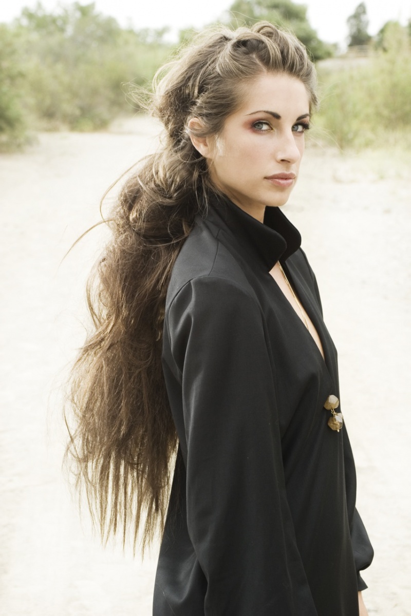 Female model photo shoot of Anna NM, hair styled by Vanessa Melgar, makeup by Vanessa Melgar MUA, clothing designed by Saint Ella