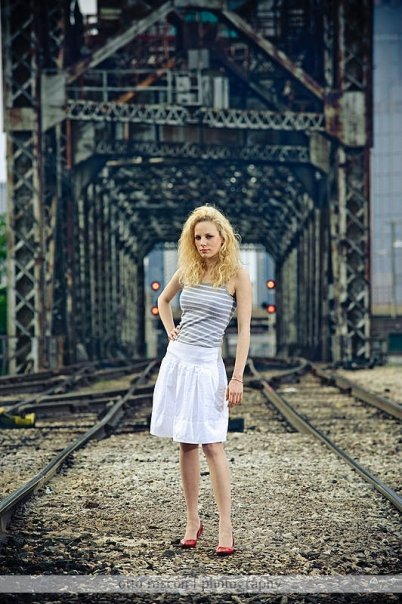 Female model photo shoot of Patrizia F in Amtrak rails