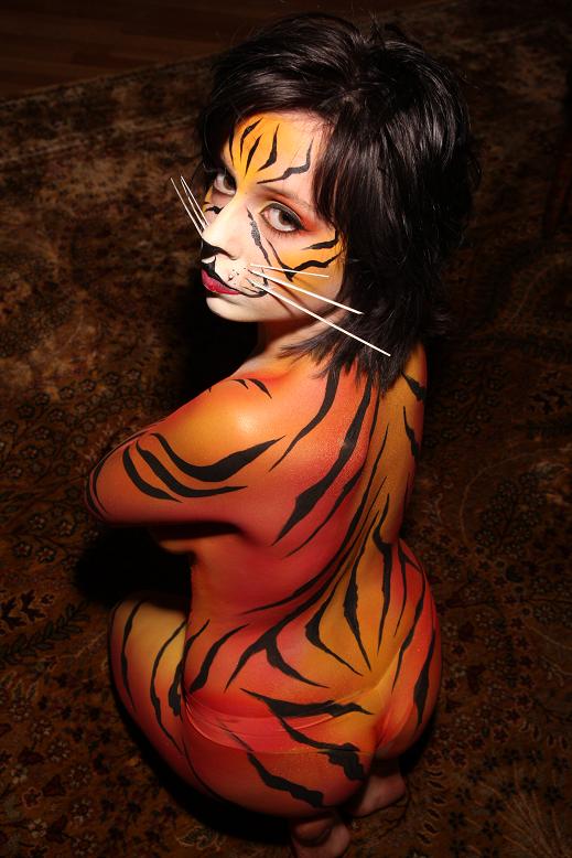 Female model photo shoot of Teddy Roe by Night Beat, makeup by Tracy Estrada, body painted by CA Face and Body Art