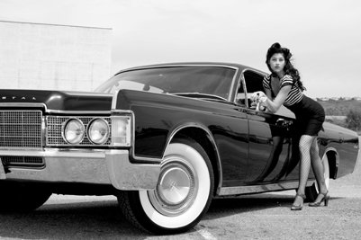 Female model photo shoot of Hellcat Kelly and Pamela Jean in Oceanside Drive-in