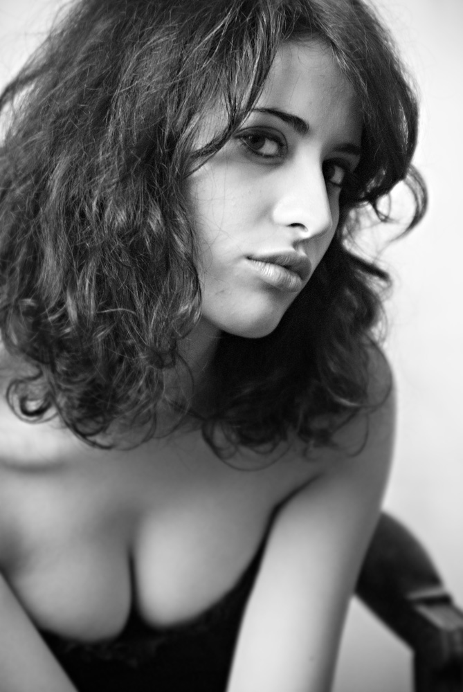 Female model photo shoot of Black and White Boudoir in Paris, France