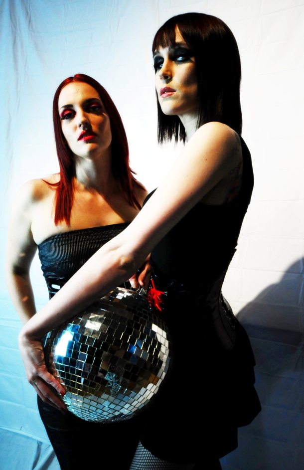 Female model photo shoot of chrystine a and st camilla in Excuses Extreme Cafe, makeup by Jacknife Ruby