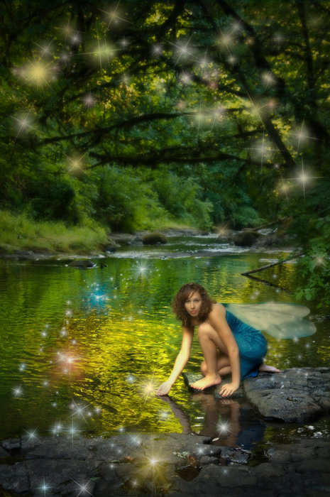 Male and Female model photo shoot of Fairy Light Play and Leenna in McDowell Falls, OR