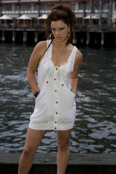 Female model photo shoot of Dead Cute Makeup Design and Naomi Arnebark in King St Wharf, NSW