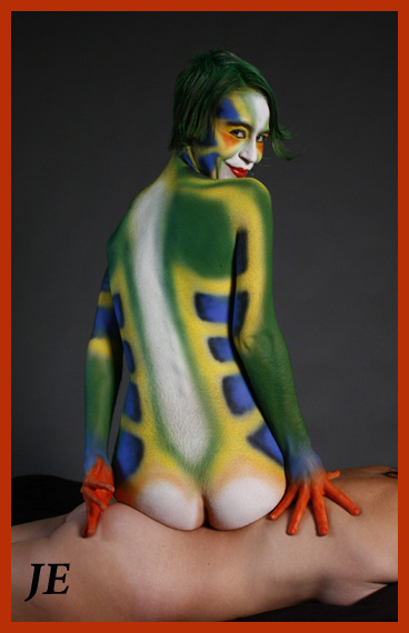 Male and Female model photo shoot of Jeff Egli and Body Paint Girl by Frank Satow in Earth