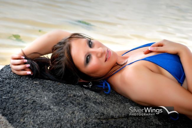 Female model photo shoot of KPModel38 in beach!mua-me...