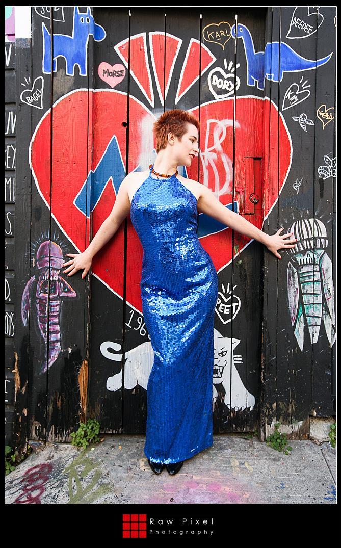 Female model photo shoot of GoAskAlice in Alleyway in the Mission, SF (this same dress has now been featured in an underwater shoot, more to come)