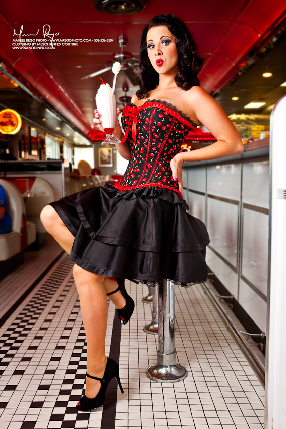 Female model photo shoot of chemicallyDependent and Zadie by Manuel Rego in 50's Diner