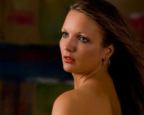 Female model photo shoot of blye eyed devil