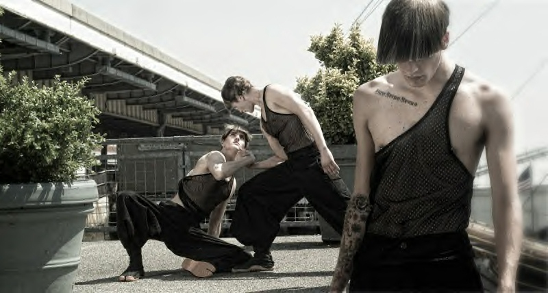 Female and Male model photo shoot of HairByJachelle, Kyle Blanche, Mike McPherson and Timothy Lofing by Mauricio Lemonk in New York, clothing designed by Shigoto Fashion