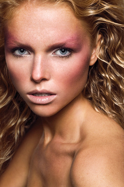 Female model photo shoot of crystal maria make up