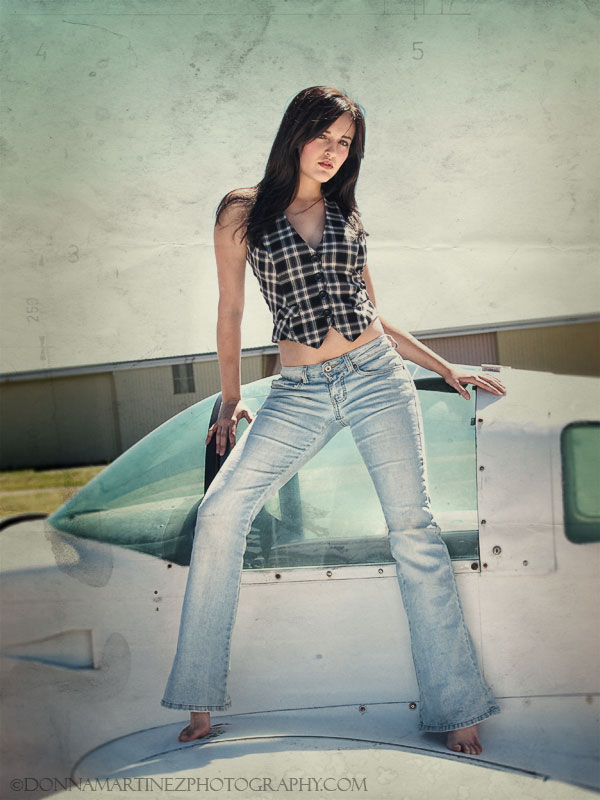 Female model photo shoot of Jessica Marie by Donna Martinez  in Airfield in Falcon