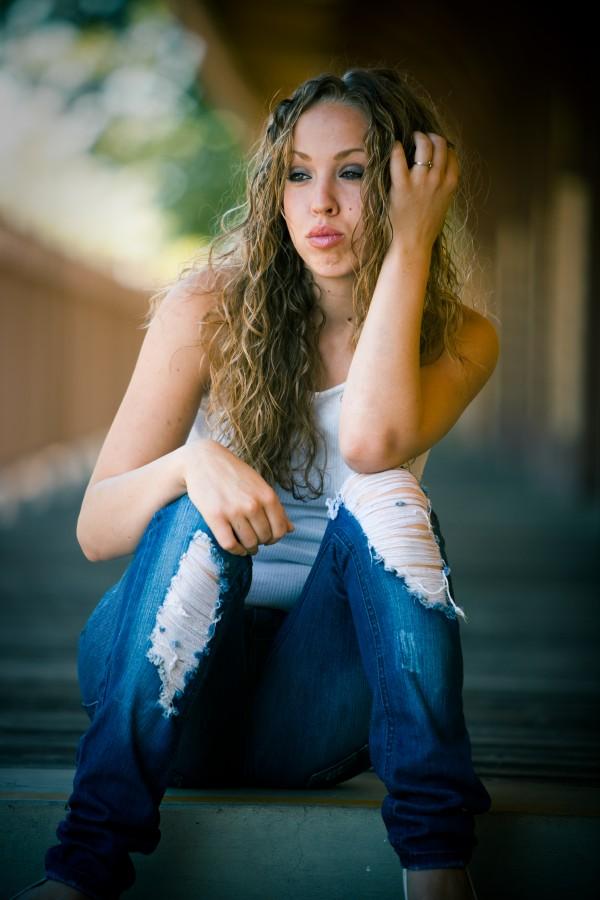 Female model photo shoot of Elizabeth Houston by Blue Lab Media in Chico, Ca Trainstation