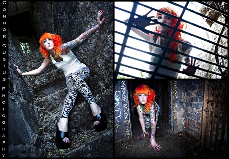 Female model photo shoot of Connor Gustus in Abandoned Zoo
