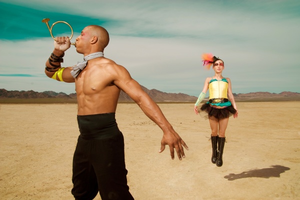 Male and Female model photo shoot of Leo Santos and Industrielle in Dry Lake, Las Vegas