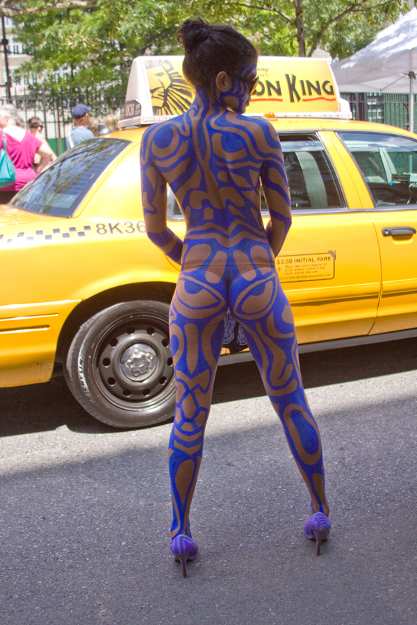 Male and Female model photo shoot of Under_Score and Bella Nabiyah in W. 12th St., NYC, body painted by Andy Golub 2