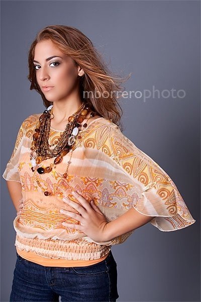 Female model photo shoot of Alexa Sahyli by mborrero photo in Tye Studios, makeup by Radka Geserick