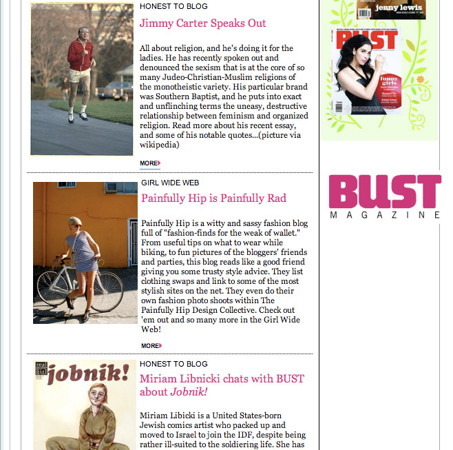 Female model photo shoot of Painfully Hip in featured in Bust Newsletter