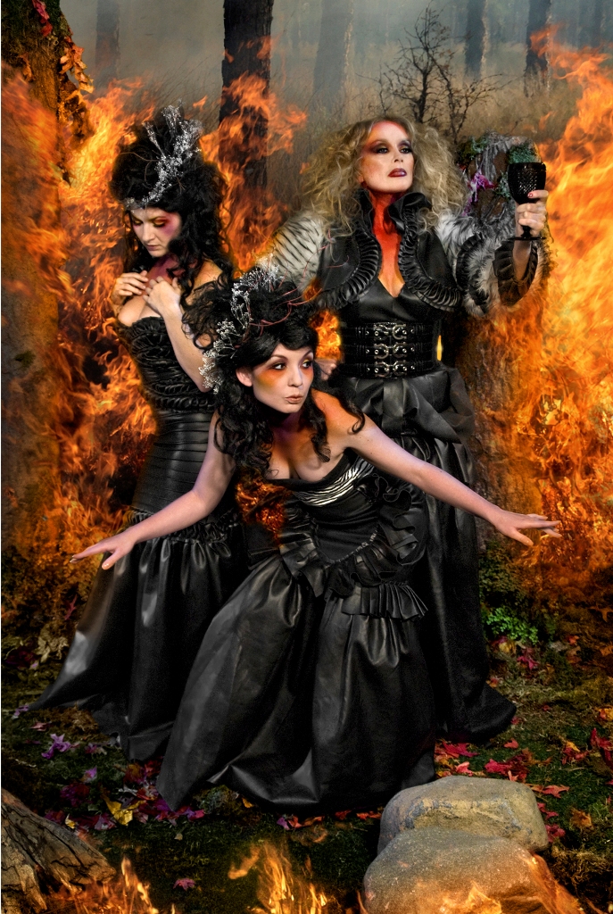 Female model photo shoot of mara rouse, Aradia Ardor and Tara Ivy by dan santoni, hair styled by anthony cress, makeup by SchockMakeup, clothing designed by DeliseAna FashionDesign