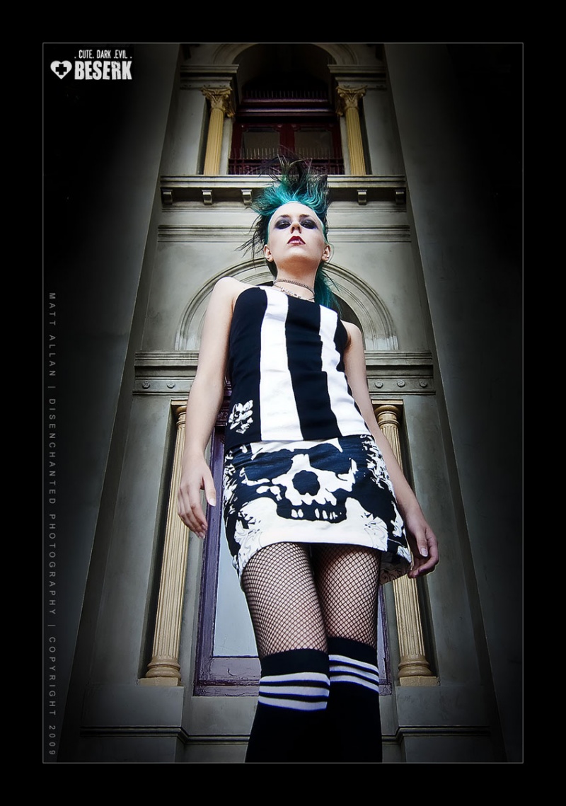 Female model photo shoot of Beserk Clothing in Fitzroy Town Hall