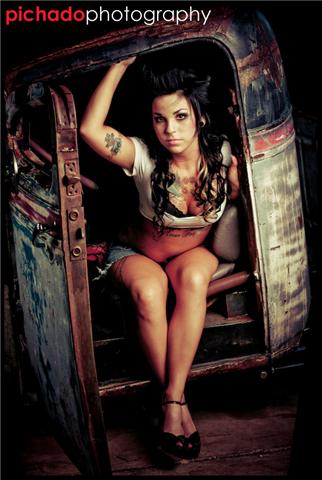 Female model photo shoot of Nicc by Pichado Photography in Metel Werks Garage