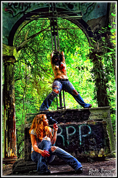 Female model photo shoot of  Black Widow and Adelayde by Barrett Photos  in Hell House Alter