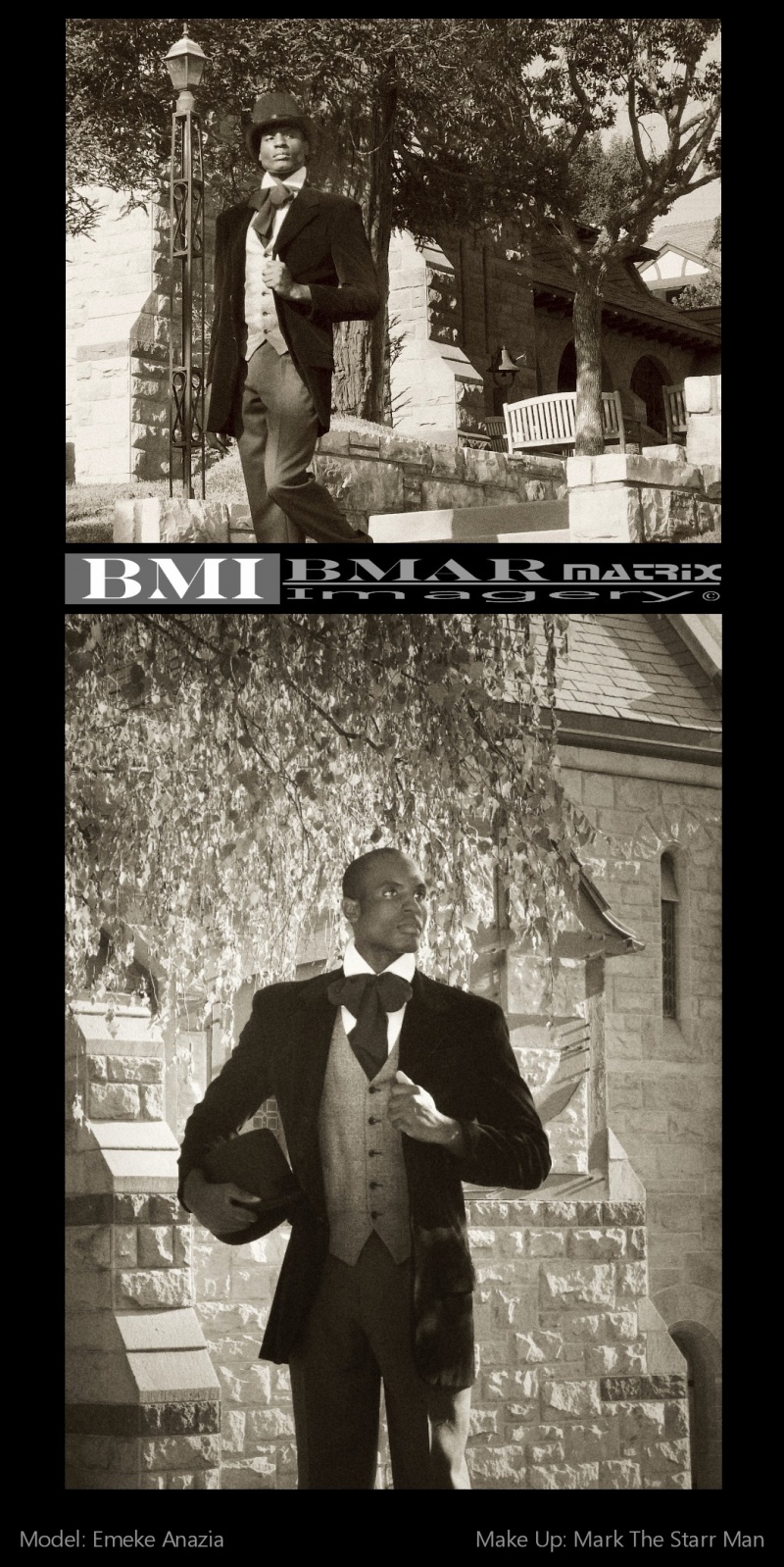 Male model photo shoot of Bmar Matrix Imagery and Emeke Anazia in Church of the Angels, makeup by MARK THE STARRMAN