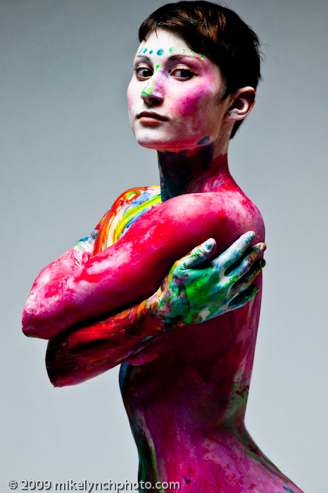 Female model photo shoot of Gracie B by Mike Lynch, body painted by splash of color