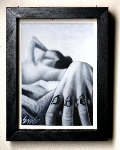 Female model photo shoot of Em Scott LA in currently hanging and for sale at Riptide Tattoo shop in Venice