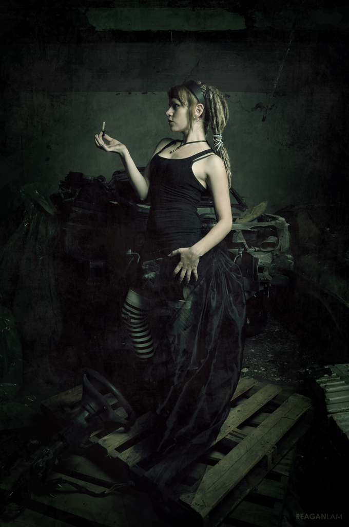 Female model photo shoot of Rebecca Marchand by Reagan Lam in Post-apocalyptic Philly