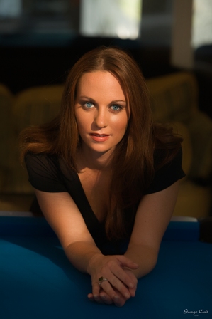 Female model photo shoot of Micha Court James in Pool Table