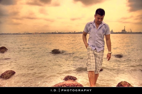 Male model photo shoot of Indra Daviet in Punggol beach Singapore