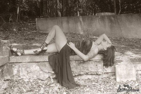 Female model photo shoot of _Joi_ in A Cemetery
