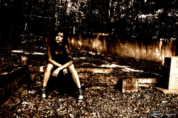 Female model photo shoot of _Joi_ in Cemetery