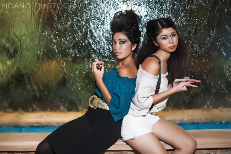 Female model photo shoot of darin rin in Aqua Nails & Spa, hair styled by NOGODAR, wardrobe styled by ShangLee by Isaac Tjaja, makeup by juans makeup