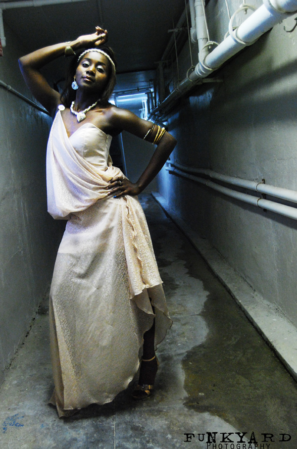Female model photo shoot of Funkyard in Miami, clothing designed by Papillon Dezign