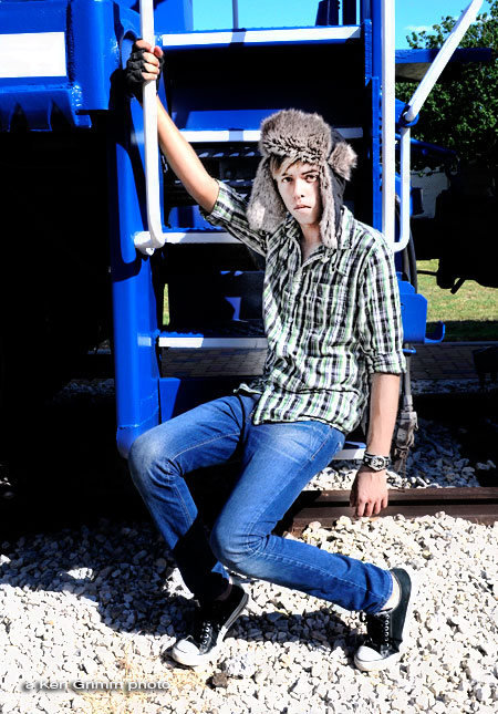 Male model photo shoot of Patrick Perez by Ken Grimm in Santa Fe railroad