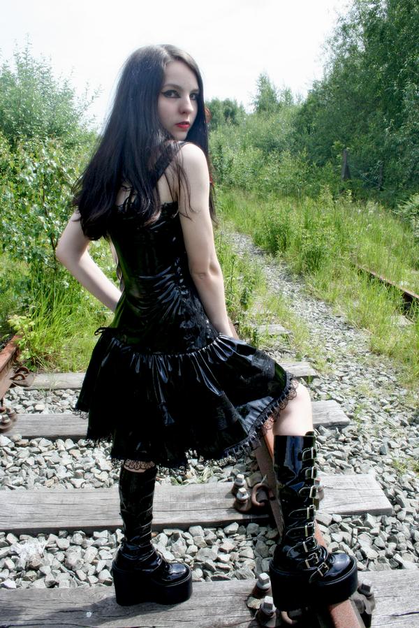 Female model photo shoot of LeanneLivingDead in St Helens Railway