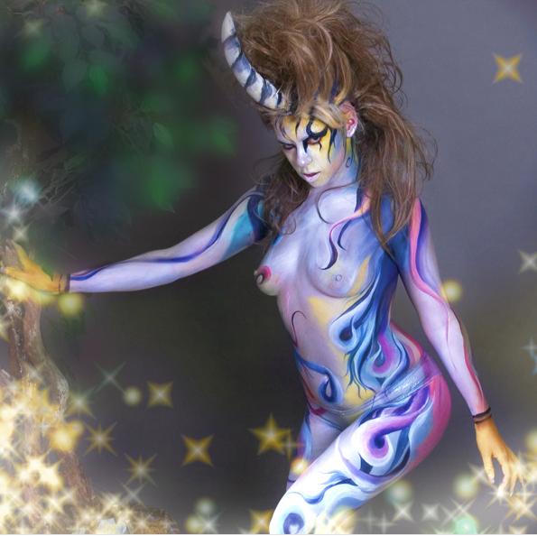 Female model photo shoot of Sol Walker, body painted by BODYPAINTER