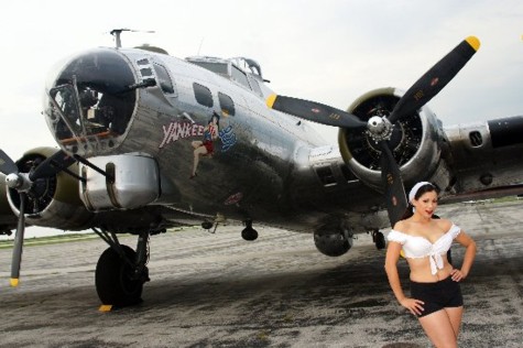 Male and Female model photo shoot of David Stein and Vivian Ireene Pierce in Yankee Lady WWII B-17 Bomber, Burke Lake Front Airport