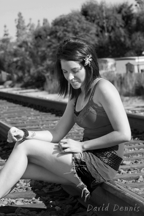 Female model photo shoot of  Abercrombie in Rosedale Railroads